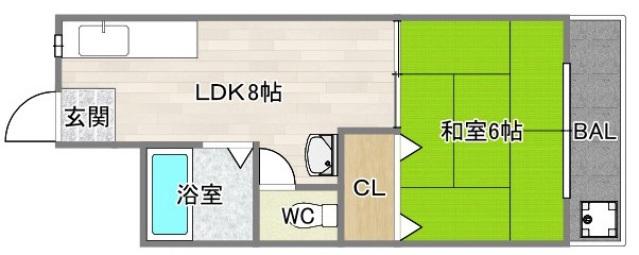 グランドール住吉(1LDK/3階)の間取り写真