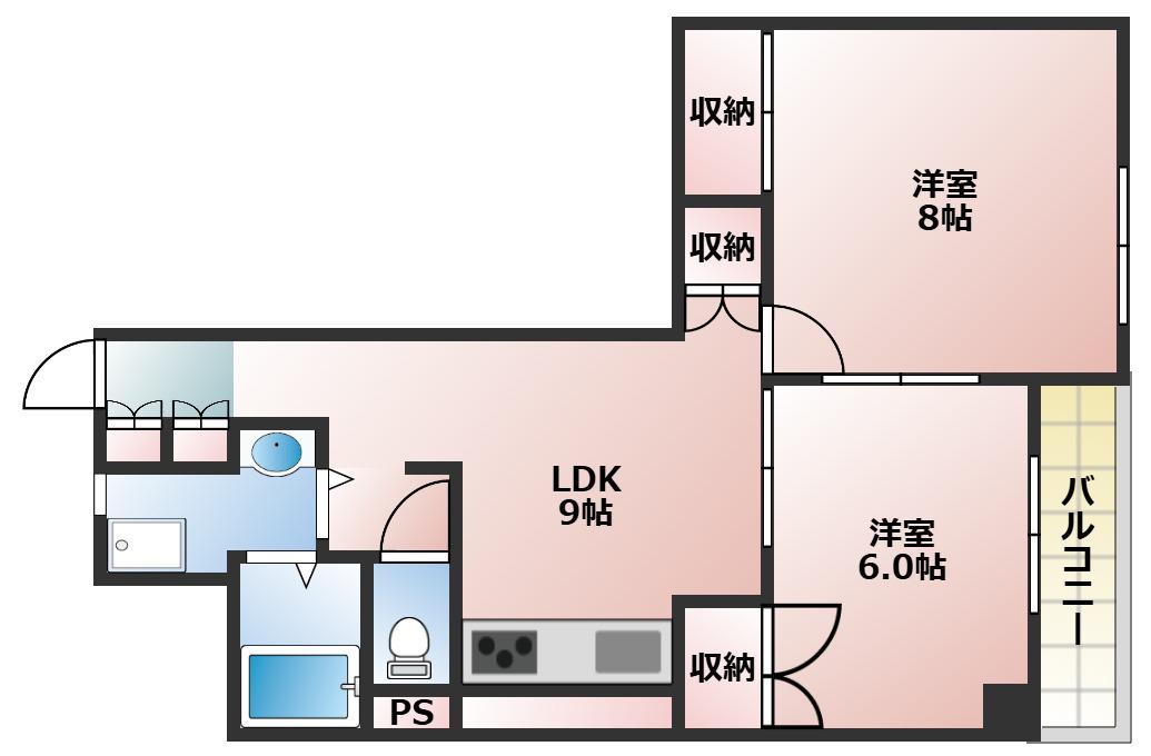 グリシーヌ静徳(2LDK/3階)の間取り写真
