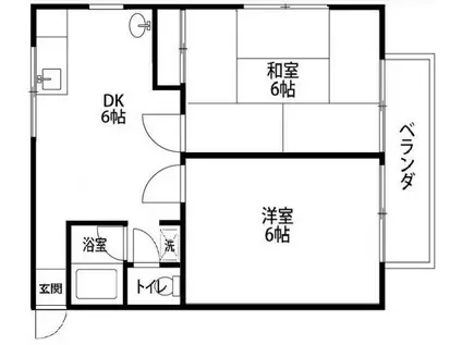 アドミナル2号棟(2DK/1階)の間取り写真