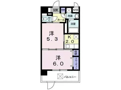 グラン・カメリアII(2K/1階)の間取り写真