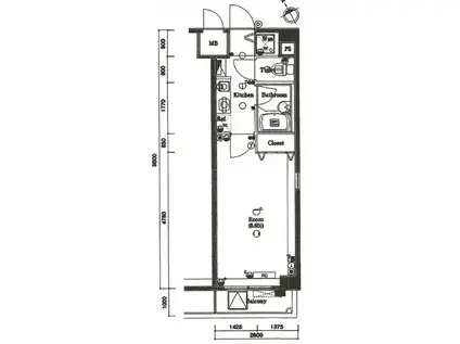 シティガーデン門前仲町(1K/4階)の間取り写真