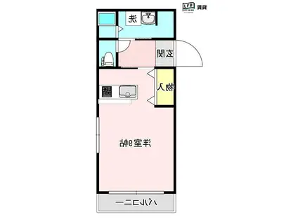 ラテール西小串(1K/3階)の間取り写真