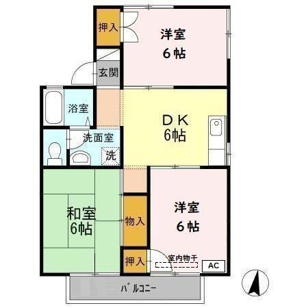 プレジール堀溝B(3DK/2階)の間取り写真