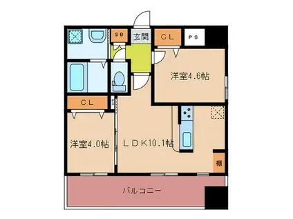 ランドマーク和白(2LDK/10階)の間取り写真