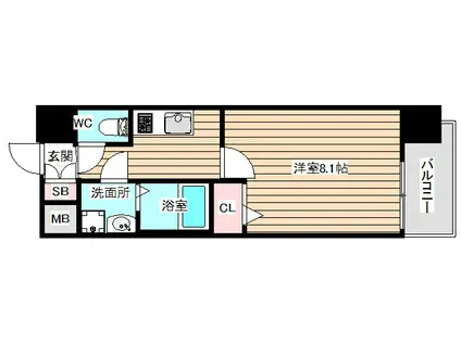 レジデンス大阪福島フォルテ(1K/7階)の間取り写真