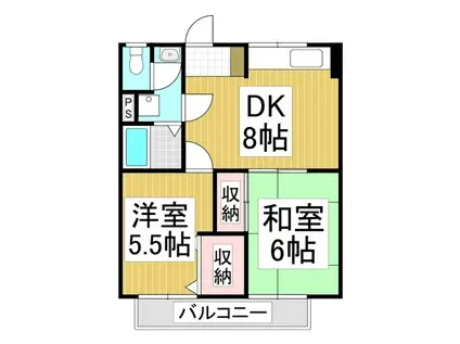 下田ハイツ馬場町(2DK/2階)の間取り写真