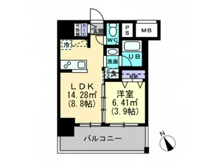 アルファレガロ福田町(1LDK/2階)の間取り写真