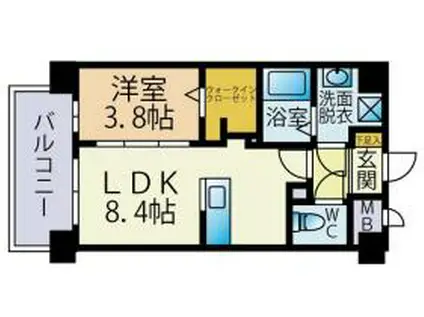 DELTA BRICK(1LDK/4階)の間取り写真