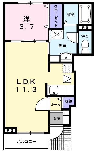 サンフローラA(1LDK/1階)の間取り写真