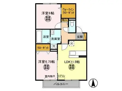 コスモヴィレッジ(2LDK/2階)の間取り写真