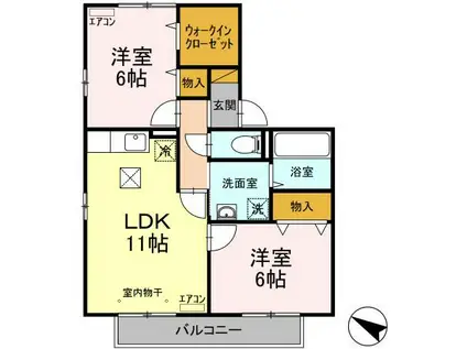 グランモア(2LDK/1階)の間取り写真