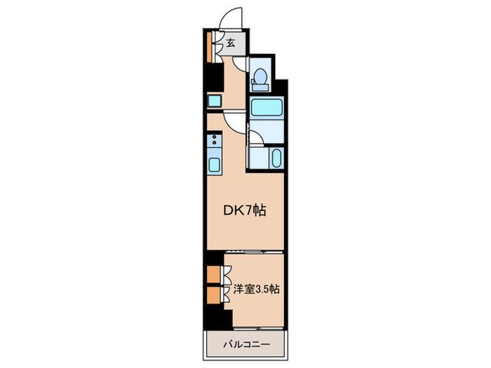 クレストコート新宿山吹(1DK/5階)の間取り写真