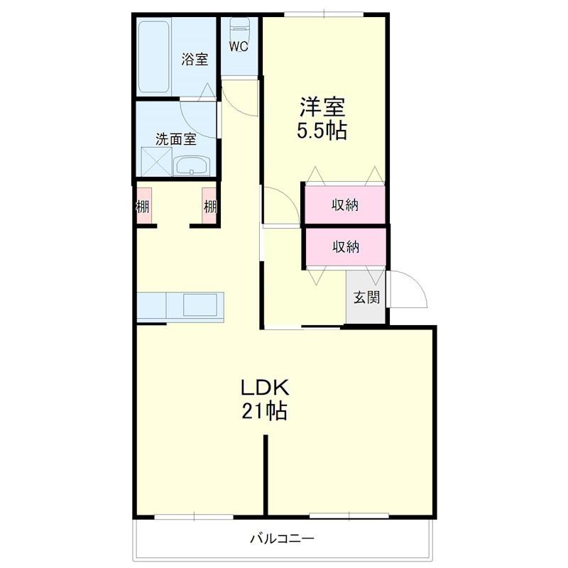 メゾン若林II(1LDK/2階)の間取り写真