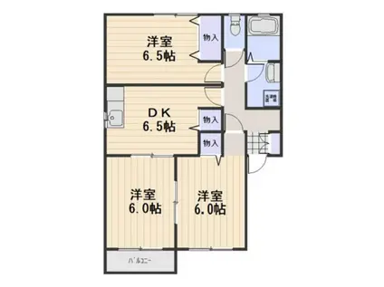 ドリームタウンII ダンボ(3DK/2階)の間取り写真