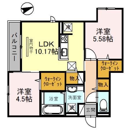 D-ROOM北斎(2LDK/3階)の間取り写真