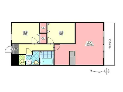 サンリラ駅前(2LDK/8階)の間取り写真