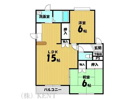 ルネサンス山の手A棟(2LDK/2階)の間取り写真