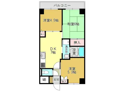 エバーグレース当麻(3DK/2階)の間取り写真