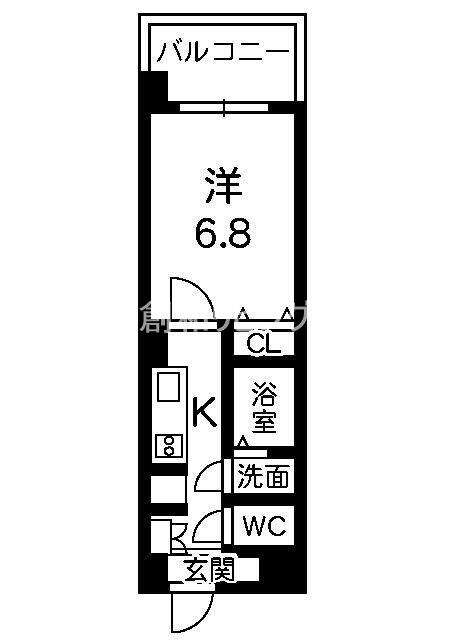 グランアズール浦上(1K/4階)の間取り写真