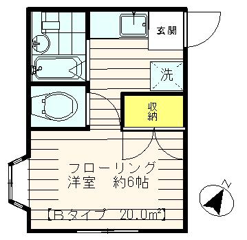 サンフォレスタ岩岡(1K/2階)の間取り写真