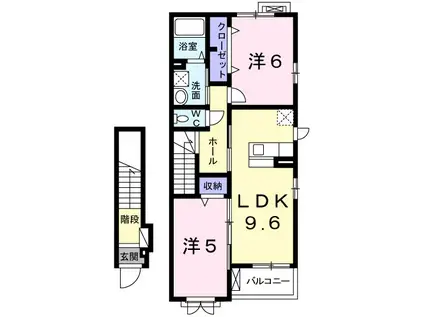 アウローラ N(2LDK/2階)の間取り写真