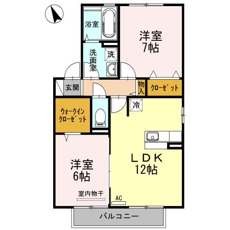 フィオーレ(2LDK/1階)の間取り写真