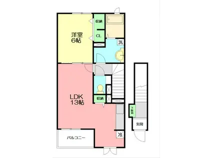 エアリー・ファインⅠ(1LDK/2階)の間取り写真