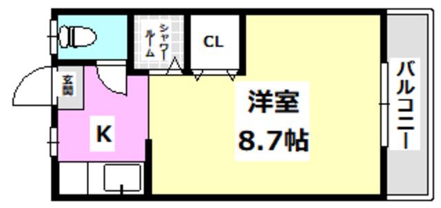 プレザント総持寺(1K/4階)の間取り写真