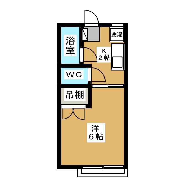 ヴァンベール谷村(1K/2階)の間取り写真