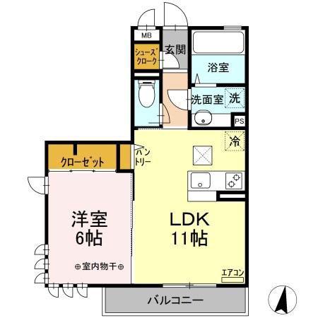 薬円台壱番館 A(1LDK/1階)の間取り写真