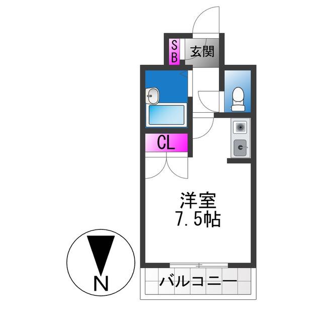 SENTIA八戸ノ里(ワンルーム/3階)の間取り写真