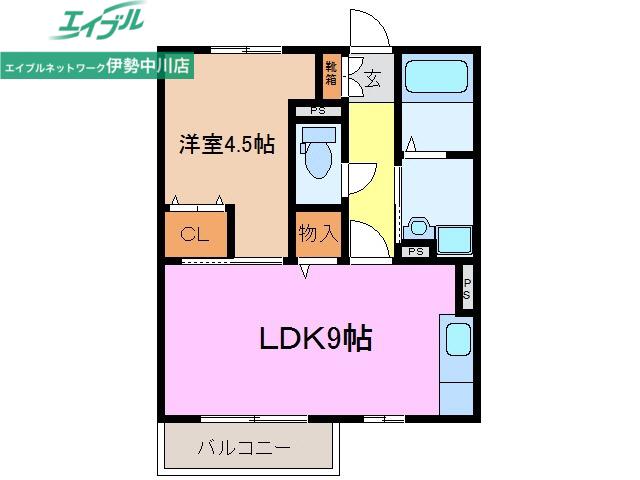 GLORY A棟(1LDK/2階)の間取り写真