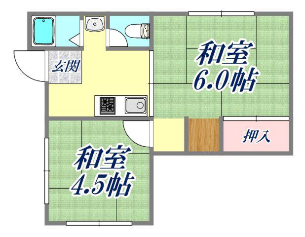 藤マンション(2K/2階)の間取り写真