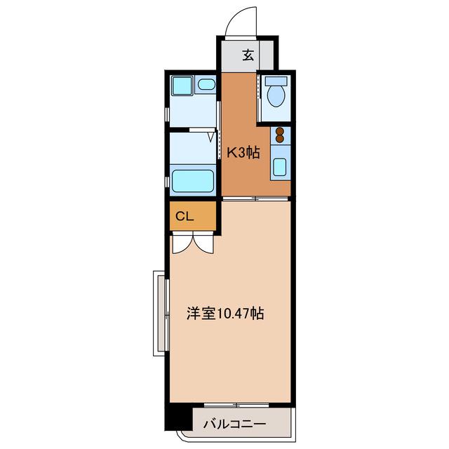 セレーノ新町(1K/3階)の間取り写真