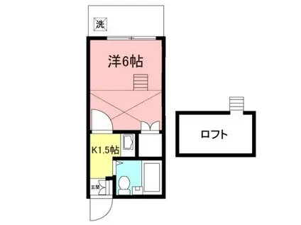 ホワイトハウス百合ヶ丘(1K/2階)の間取り写真