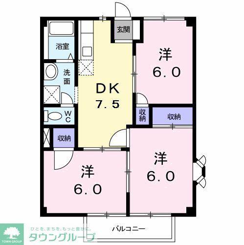 エスポワールASO参番館(3DK/2階)の間取り写真