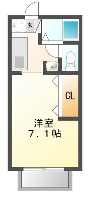 ファーストエコーB(1K/2階)の間取り写真