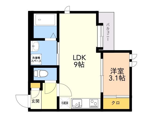 REGALEST香椎(1LDK/1階)の間取り写真