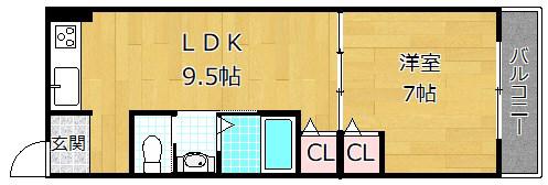 シャンテー御殿山(1LDK/3階)の間取り写真