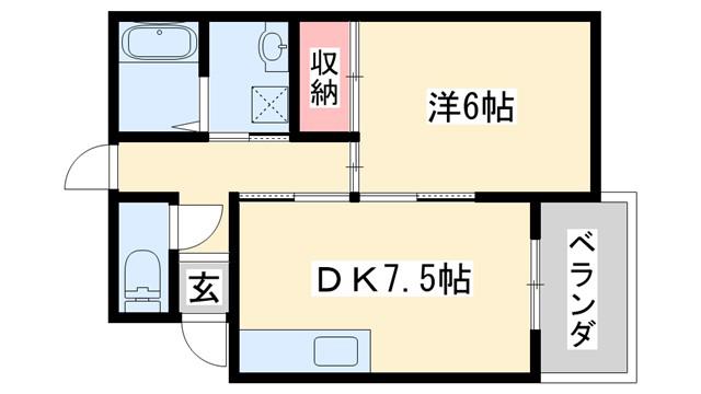 ルークフラット播磨(1DK/1階)の間取り写真
