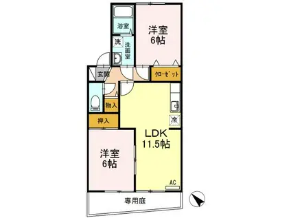 セジュールたかなわ(2LDK/1階)の間取り写真