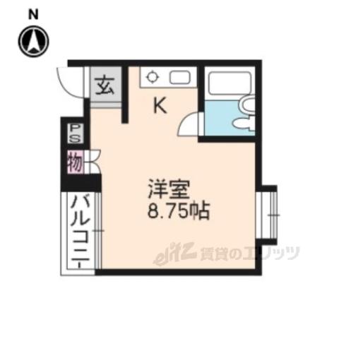 京都BMCアパートメント(ワンルーム/2階)の間取り写真