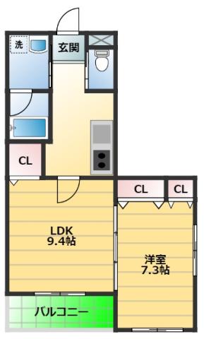 IRIS RESIDENCE稲川(1LDK/5階)の間取り写真