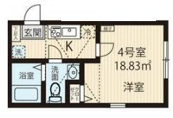 プレミエール柿生(1K/1階)の間取り写真
