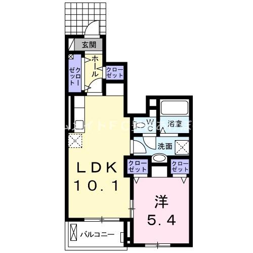 ベル・ソレイユK(1LDK/1階)の間取り写真