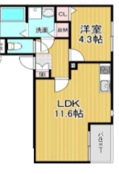 アールグレイコート庄内(1LDK/1階)の間取り写真