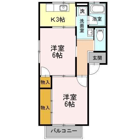 アメニティ春日井(2K/1階)の間取り写真