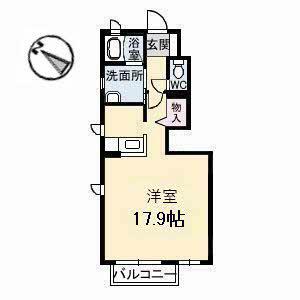グランドメゾン糸崎 A棟(ワンルーム/1階)の間取り写真