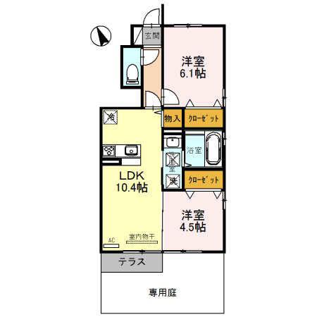プレミア(2LDK/1階)の間取り写真