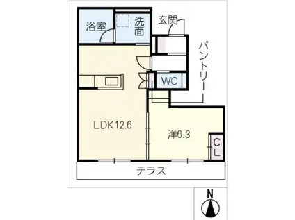 C´S天白八事(1LDK/1階)の間取り写真
